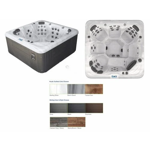Shoreline Spas SL635L-37-L1 78″ x 83″ x 36″ Spa with Pump & Backlit Jets; Storm Cloud/Coastal Gray Exterior
