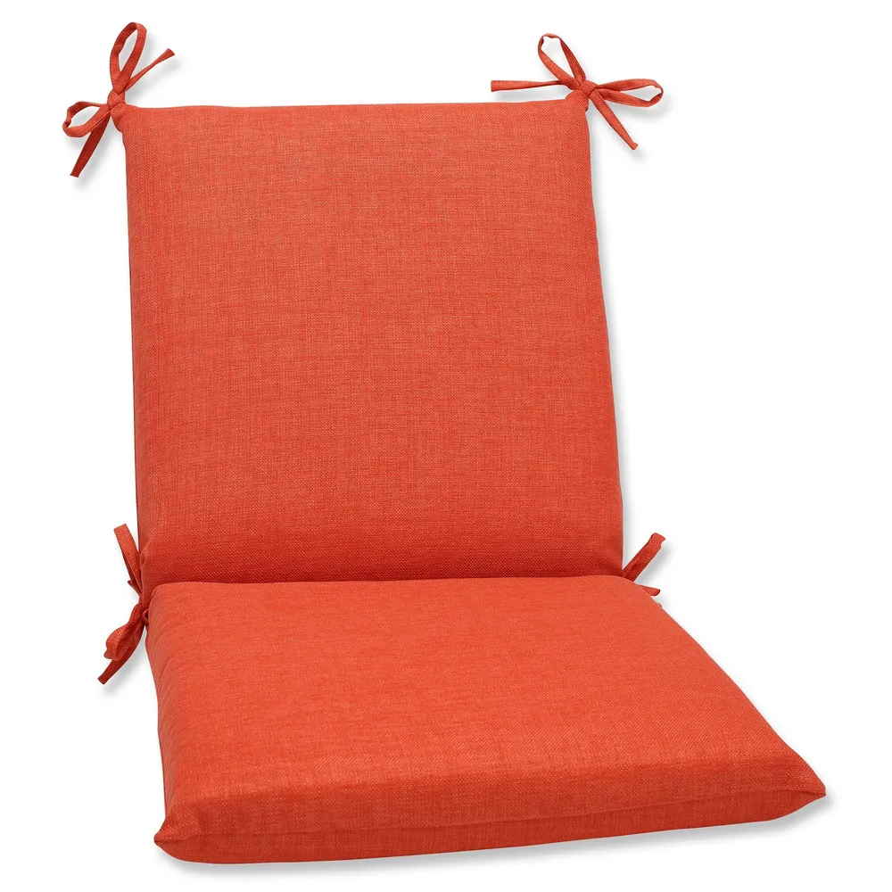 36.5″ Orange Solid Squared Corners Outdoor Seat Cushion with Ties