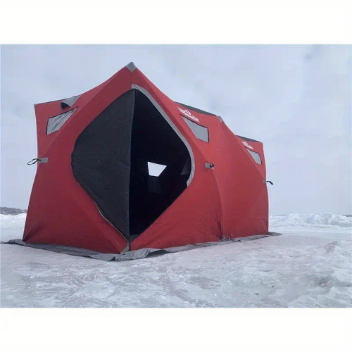 Ice Cube Series Pop-Up Hub-Style Ice Fishing Shelter, 68-112 Square Feet of Fishable Area, Portable 6-8 Person Ice Shanty