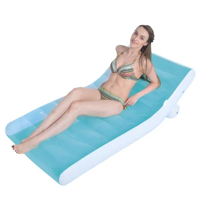 Ultimate Relaxation: 66.5″ Blue and White Inflatable Pool Lounger Float