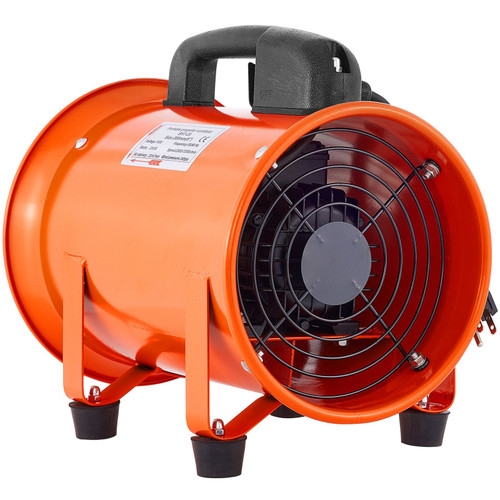 Heavy Duty Cylinder Fan with 10m Vinyl Hose High Velocity Portable Utility Blower/Exhaust Axial Hose Fan 8-Inch Orange