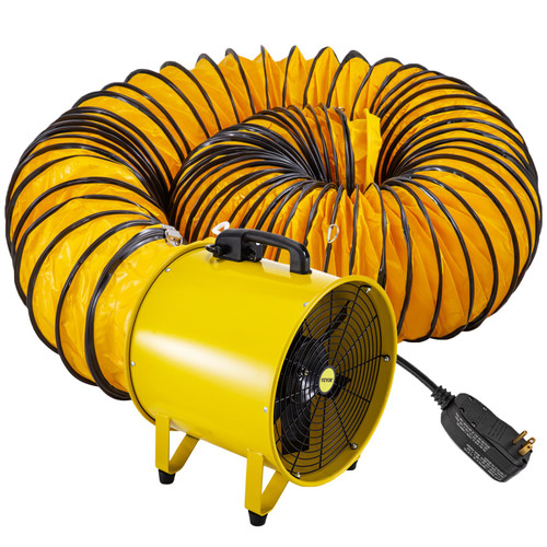 Utility Blower Fan, 16 Inches, 1100W 2160 & 3178 CFM High Velocity Ventilator w/ 32.8 ft/10 m Duct Hose, Portable Ventilation Fan, Fume Extractor for Exhausting & Ventilating at Home and Job Site
