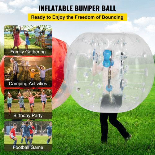 2PCS Inflatable Bumper Ball 4 FT / 1.2M Diameter, Bubble Soccer Ball, Blow It Up in 5 Min, Inflatable Zorb Ball for Adults or Children (4 FT, Transparent)