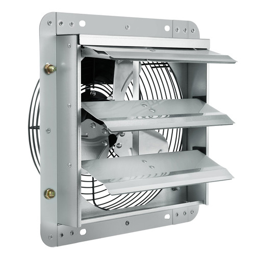 Shutter Exhaust Fan, 10'' with Speed Controller, AC-motor, 820 CFM, No Assembly Required Wall Mount Attic Fan, Ventilation and Cooling for Greenhouses, Garages, Sheds, FCC Listed