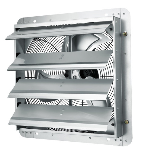 Shutter Exhaust Fan, 16'' with Speed Controller, AC-motor, 2000 CFM, No Assembly Required Wall Mount Attic Fan, Ventilation and Cooling for Greenhouses, Garages, Sheds, FCC Listed
