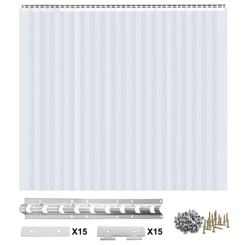 15PCS Plastic Curtain Strips, 60Inch (5ft) Width X 84Inch (7ft) Height PVC Strip Door Curtain, 0.08 Inch Thickness Vinyl Strip Door Curtain 50% Overlap for Doors