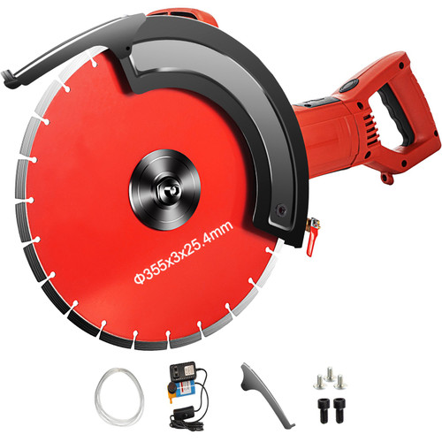 Electric Concrete Saw, 14" Concrete Cutter, 15-Amp Concrete Saw, Electric Circular Saw with 14" Blade and Tools, Masonry Saw for Granite, Brick, Porcelain, Reinforced Concrete and Other Material