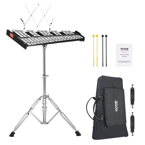 Note Glockenspiel Xylophone Bell Kit, Professional Percussion Instrument Set with Mallets, Drum Sticks, Music Stand, Adjustable Stand and Carrying Bag for Students & Adults