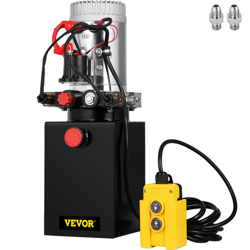 Hydraulic Power Unit 8 Quart Hydraulic Pump Dump Truck Single Acting Hydraulic Power Unit Hydraulic Dump Trailer Pump 12V DC (Steel, 8 Quart/Single Acting)