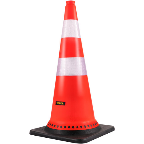 Safety Cones, 8 x 30" Traffic Cones, PVC Orange Construction Cones, Reflective Collars Traffic Cones w/Black Weighted Base Used for Traffic Control, Driveway Road Parking and School Improvement