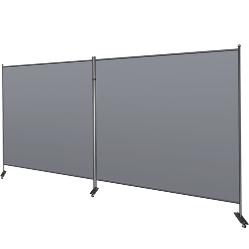 Office Partition 142" W x 14" D x 72" H Room Divider Wall 2-Panel Office Divider Folding Portable Office Walls Dividers with Non-See-Through Fabric Room Partition Gray for Room Office Restaurant