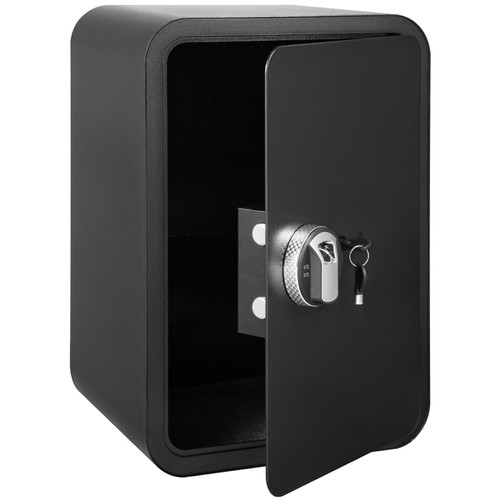Safe Box, 1.8 Cubic Feet Money Safe with Fingerprint Lock and Key Lock, Alloy Steel Home Safes with A Removable Shelf, Wall-Mounted Security Safe for Cash, Jewelry, Passports, Documents (Black)