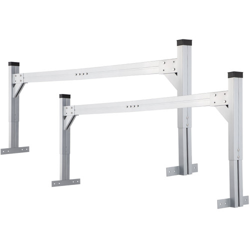Universal Roof Ladder Rack, Fit for 6.2'-8.3' Wide Vans, 2 Bars Adjustable Aluminum Trailer Ladder Rack with 330 LBS Capacity, for Cargo Vans Trucks or Pickups, Silver