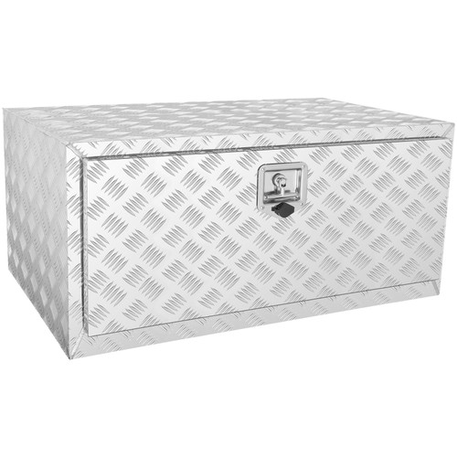 Underbody Truck Box, 36"24"24" Pickup Storage Box, Heavy Duty Aluminum Diamond Plate Tool Box with Lock and Keys, Waterproof Trailer Storage Box with T-Handle Latch for Truck, Van, Trailer