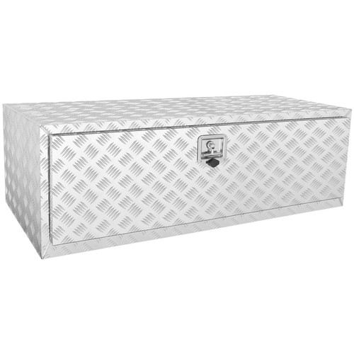 Underbody Truck Box, 48"24"24" Pickup Storage Box, Heavy Duty Aluminum Diamond Plate Tool Box with Lock and Keys, Waterproof Trailer Storage Box with T-Handle Latch for Truck, Van, Trailer
