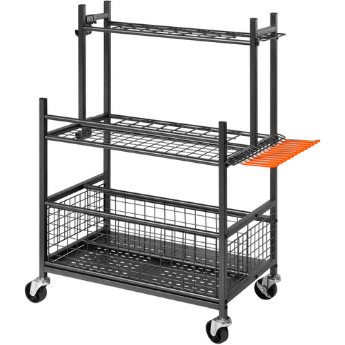Garden Tool Organizer, 16 Slots with Hooks, Yard Tool Tower Rack with Wheels for Garage Organization and Storage, Hold Long-Handled Tool/Rake/Broom, Metal Tool Stand Holder for Shed, Outdoor