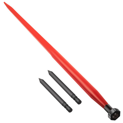 Hay Spear 49" Bale Spear 3000 lbs Capacity, Bale Spike Quick Attach Square Hay Bale Spears 1 3/4" Wide, Red Coated Bale Forks, Bale Hay Spike with 2 Stabilizer Spears Conus 2