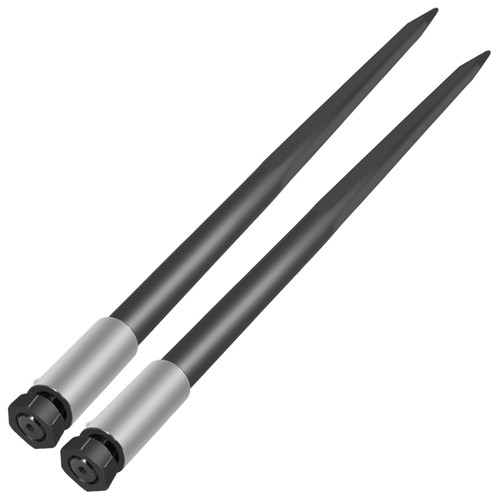 Hay Spear Spears 49" Hay Bale Spear Spike, 4000 lbs Capacity Quick Attach Square Hay Bale Spears, 2 Pics Black Bale Forks, Bale Hay Spike with Hex Nut & Sleeve for Buckets Tractors Loaders