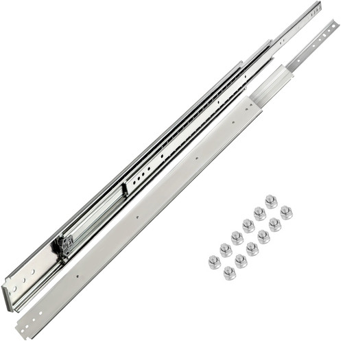 Drawer Slides, 1 Pair 34 Inch Heavy Duty Drawer Slides, Ball Bearing Side Mount Drawer Hardware Slides, 500 LBS Load Capacity 3-Section Full Extension Drawer Slides for Smooth Slide, Less Noise