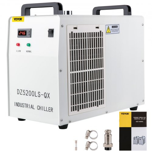 Industrial Water Chiller CW5200DG, 8.5L 1400W 0.93HP Water Cooler Cools 5200 BTU/Hour Thermolysis Water Chiller for CO2 130 to 150W Laser Engraving & Cutting Machines
