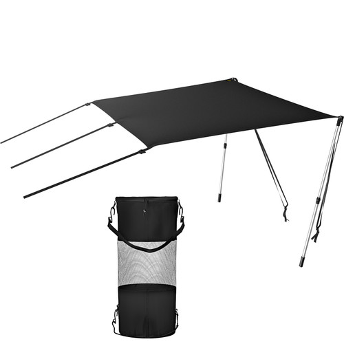 T-Top Sun Shade Kit 6' x 5', UV-Proof 600D Polyester T-top Extension Kit with Rustproof Steel Telescopic Poles, Waterproof T-Top Shade Kit, Easy to Assemble for T-Tops - Bimini Top