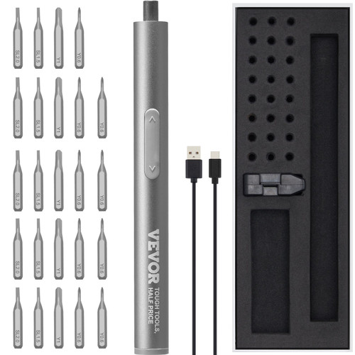 Mini Electric Screwdriver, 4V Cordless Precision Screwdriver Set with 24 S2-steel Bits, 350mAh Manual & Electric Torque, Type-C Rechargeable Portable Magnetic Repair Tool Kit with LED Lights