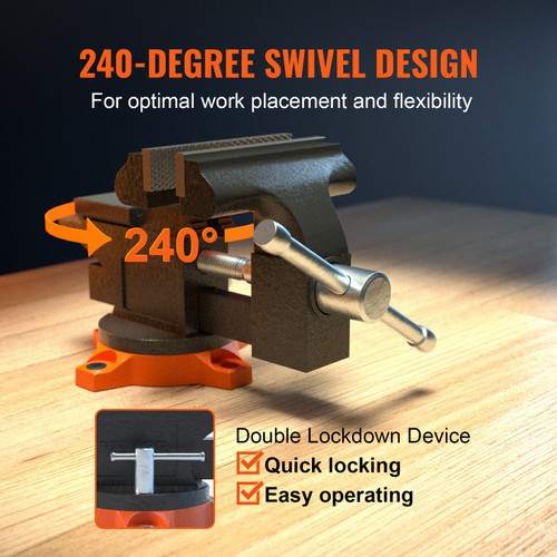 4.5" Bench Vise w/ Anvil 240 degree Swivel Base Heavy Duty Multipurpose Vise