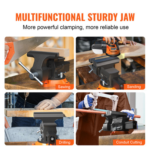 6.5" Bench Vise w/ 360 degree Swivel Locking Base & Two-way Jaw Ductile Iron