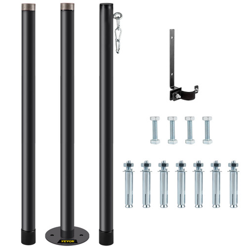 String Light Pole, 9.6ft Light String Pole, 1.75in Patio Light Pole, Powder Coated Steel String Light Pole Stand for Outdoor, Metal String Poles with A Clamp Used for Yard, Patio, Wedding, Party