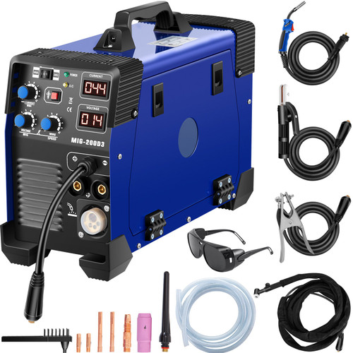 MIG Welder, 200 Amp 3 in 1, 220V DC MIG/TIG/Arc Welding Machine, Portable TIG Welder with IGBT Inverter and Digital Display, Lift ARC Welder w/MIG Welder Torch and Cable