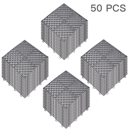 Tiles Interlocking 50 PCS Gray, Drainage Tiles 12x12x0.5 Inches, Deck Tiles Outdoor Floor Tiles, Outdoor Interlocking Tiles, Deck Flooring for Pool Shower Bathroom Deck Patio Garage