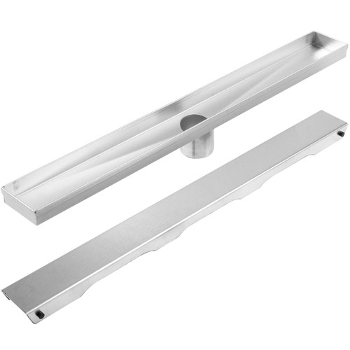 Linear Drain 304 Stainless Steel Floor Drain 36x2.75in Linear Tile Drain 30L/Min High Flow Capacity Brush Surface Drain With ''V'' Shape Shower Floor Drain For Kitchens, Bathrooms, Garages