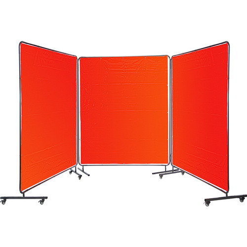 Welding Screen Welding Curtain 3 Panel 6' x 6' Flame Retardant, Frame, Red