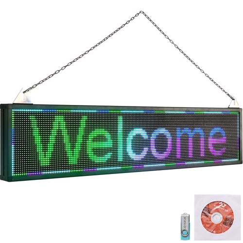 LED Scrolling Sign, 40" x 9" WiFi & USB Control, Full Color P6 Programmable Display, Indoor High Resolution Message Board, High Brightness Electronic Sign, Perfect Solution for Advertising