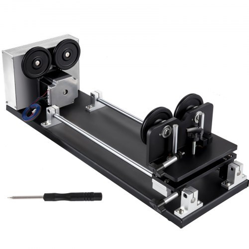 Rotary Axis Attachment, 4 Wheels Laser Rotary Attachment, Nema23 Stepper Motor Laser Cutter Rotary, 50-350 mm Laser Rotary Axis for Engraving Cutting Machine Spherical Carving Cylinder Carving
