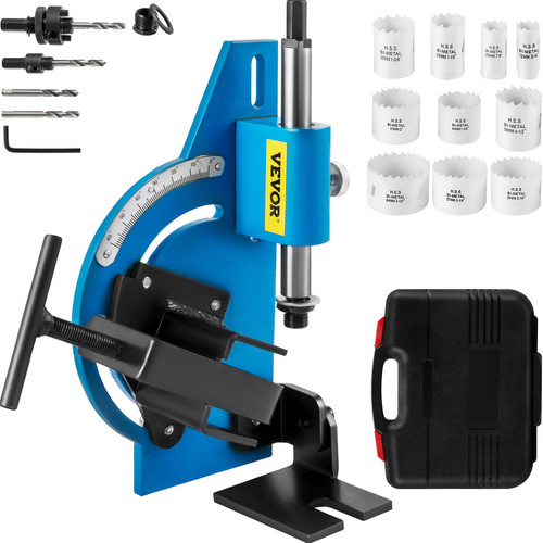 Tube Notcher Kit 60 Degree Pipe Tubing Notcher w/13 Pc Bi-Metal Hole Saw 3/4" -2-1/2" with Case Tubing and Pipe Notcher 2 Drills Tube Notcher Tool for cutting holes through Metal, Wood, Plastic.