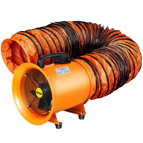 Utility Blower Fan 10 inch with 10M Duct Hose,250MM Portable Ventilator,0.45HP 1520 CFM High Velocity Utility Blower,Mighty Mini Low Noise,for Factories Basements Shipyards Farm