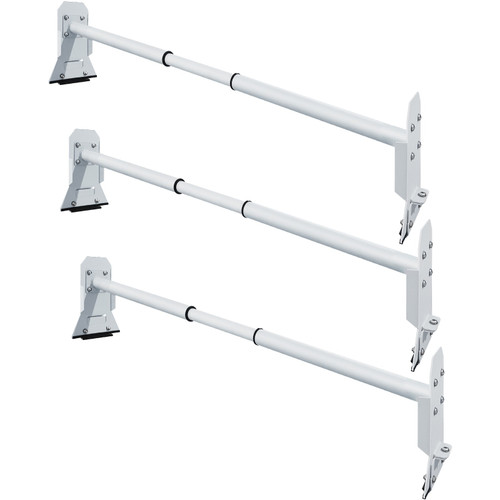 Van Roof Ladder Rack, 3 Bars, 661 LBS Capacity, 46.5"-68.1" Adjustable Steel Roof Racks, Compatible with Chevy Dodge Ford GMC Express, White
