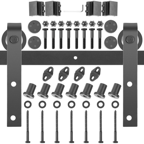 Sliding Barn Door Hardware Kit, 10FT Barn Door Kit, 330LBS Load-Bearing Double Barn Door Hardware Kit, Carbon Steel Barn Door Track, Darn Door for 1.37-1.77" Thickness & 5FT Wide Door Panel