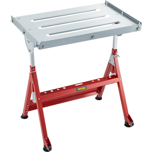 Welding Table 30'' x 20'' Steel Welding Table Three 1.1 in. / 28mm Slots Welding Bench Table Adjustable Angle & Height Portable Table, Casters, Retractable Guide Rails, Eccentric Leveling Foot
