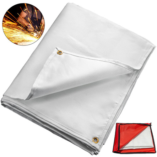 8 x 10 Ft Welding Blanket White Fiberglass Blanket Portable Fiberglass Fire Retardant Blanket Welding Mat Welding Fireproof Thermal Resistant Insulation With Carry Bag