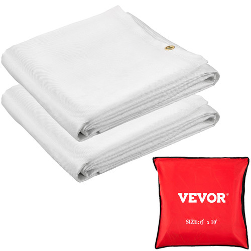 Fire Blankets, 2 Pack Welding Blankets, 8' x 10' Fire Suppression Blanket, 1022 degrees F Flame Retardant Blanket, White Fire Emergency Blankets, Fiberglass Fire Retardant Blanket with 12 Brass Grommets