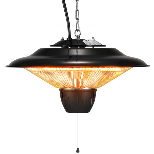 Hanging Patio Heater, 1500W Outdoor/Indoor Electric Space Infrared Heater, IP34 Protection Ceiling Heater with 23.6 inch Pull Cord & 20 inch Adjustable Chain, for Porch,Patio,Dining Room,Studio