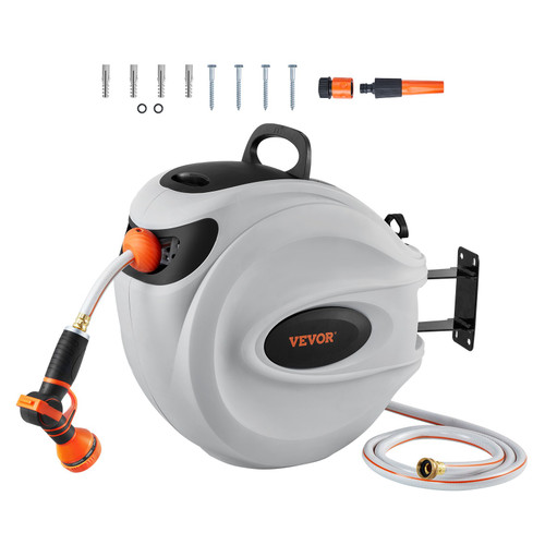 Retractable Hose Reel Water Hose Reel 115'x1/2" 180° Swivel Wall-Mounted