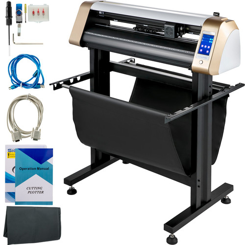 Vinyl Cutter Machine, 720mm Cutting Plotter, Automatic Camera Contour Cutting 28" Plotter Printer with Touch Screen & Servo Motor Vinyl Cutting Machine Adjustable Force and Speed for Sign Making