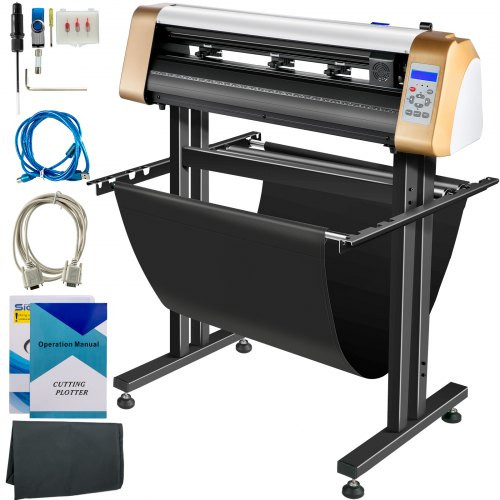 Vinyl Cutter Machine, 720mm Cutting Plotter, Automatic Camera Contour Cutting 28 Plotter Printer with Servo Motor & Stand Vinyl Cutting Machine Adjustable Force and Speed for Sign Making