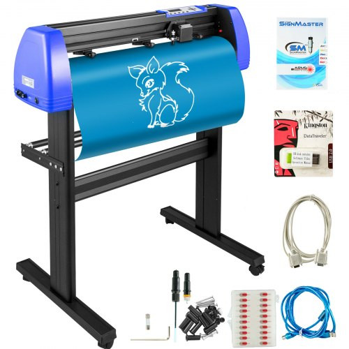 Vinyl Cutter 34 Inch Vinyl Cutter Machine with 20 Blades Maximum Paper Feed 870mm Vinyl Plotter Cutter Machine with Sturdy Floor Stand Adjustable Force and Speed for Sign Making PC ONLY