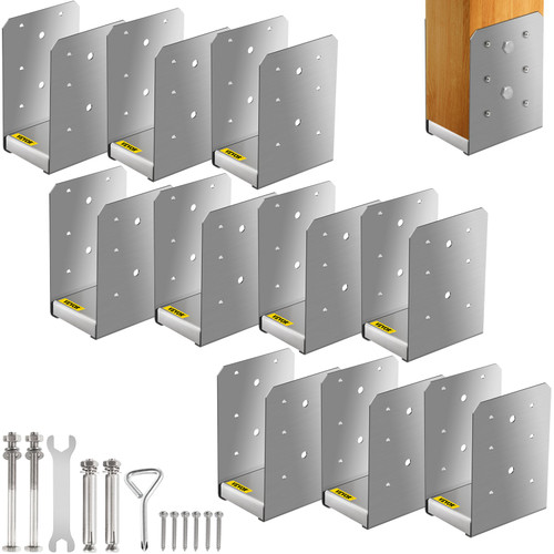Standoff Post Base 4 x 6"(Inner Size:3.74 x 5.12") 10 PCS Stainless Steel Adjustable Post Base Adjustable Post Anchor with Fiber Drawing Surface and Full Set of Accessories for Rough Size Lumber