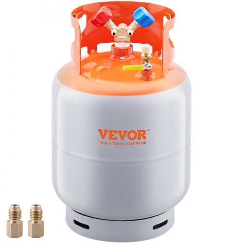 Refrigerant Recovery Tank, 50 LBS Capacity, 400 psi Portable Cylinder Tank with Y-Valve for Liquid/Vapor, High-Sealing Recovery Can for R22/R134A/R410A, Gray