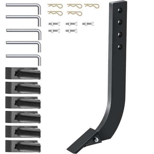 Box Blade Shank, 18'' Scarifier Shank, 4 Holes Box Scraper Shank, Ripper Shank with Removable Tapered Teeth and Pins, Adjustable Shanks Assembly for Replacement, Digging, Plowing, 5PCS